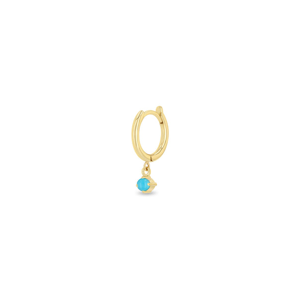 Single Zoë Chicco 14k Gold Dangling Turquoise Small Hinge Huggie Hoop Earring
