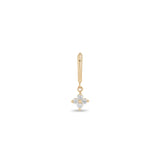 14k Dangling Medium Prong Diamond Quad Small Hinge Huggie Hoops