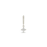 14k Dangling Medium Prong Diamond Quad Small Hinge Huggie Hoops