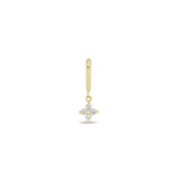 14k Dangling Medium Prong Diamond Quad Small Hinge Huggie Hoops