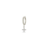 14k Dangling Prong Diamond Quad Small Hinge Huggie Hoops
