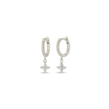 14k Dangling Prong Diamond Quad Small Hinge Huggie Hoops
