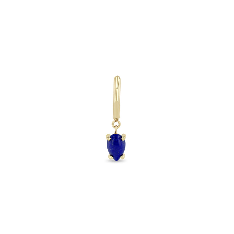 Zoe Chicco 14k gold earring with a blue gemstone on a white background