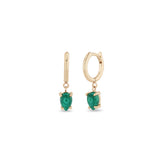 Zoe Chicco 14k Rose Gold Dangling Pear Malachite Small Hinge Huggie Hoops