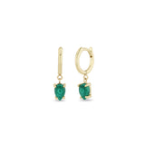 Zoe Chicco 14k Yellow Gold Dangling Pear Malachite Small Hinge Huggie Hoops