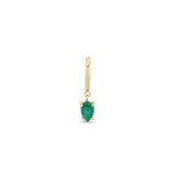 Zoe Chicco 14k gold earring with diamonds and a green gemstone on a white background