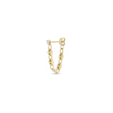 Single Zoë Chicco 14k Gold Prong Diamond Small Mariner Chain Huggie Earring