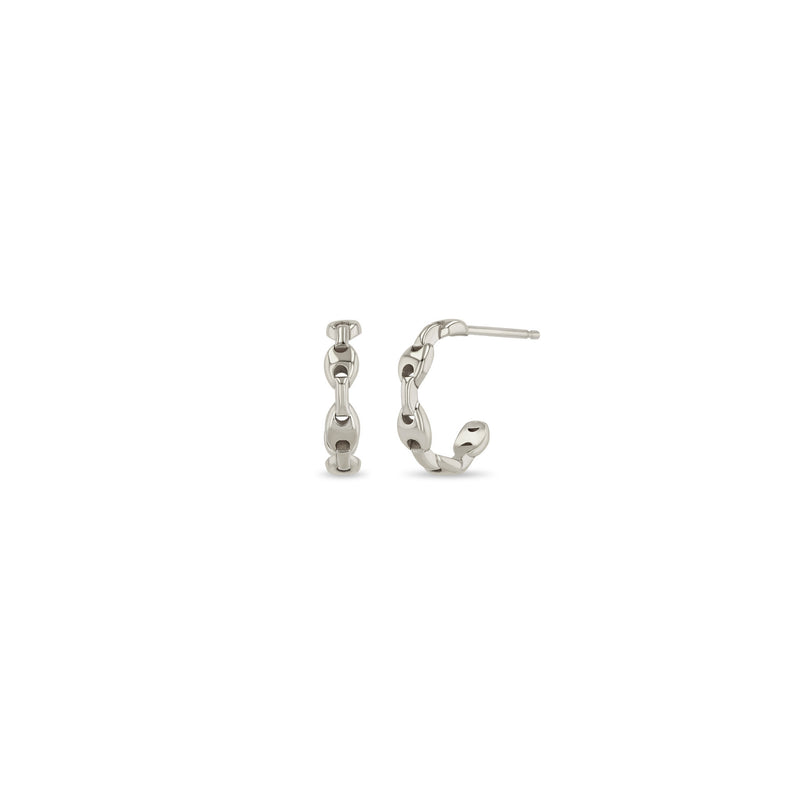 14k Gold Small Mariner Chain Huggie Hoops