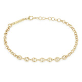 Zoë Chicco 14k Gold Small Mariner Station Medium Rolo Chain Bracelet