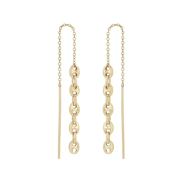 Zoë Chicco 14k Gold Small Mariner Chain Drop Threader Earrings