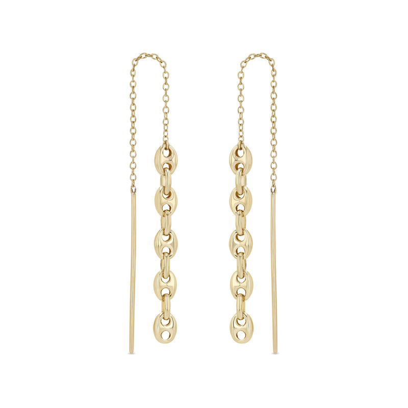 Zoë Chicco 14k Gold Small Mariner Chain Drop Threader Earrings