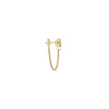14k Prong Diamond Quad XS Box Chain Huggie Earrings