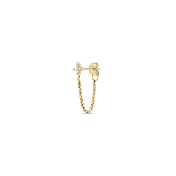 14k Prong Diamond Quad XS Box Chain Huggie Earrings