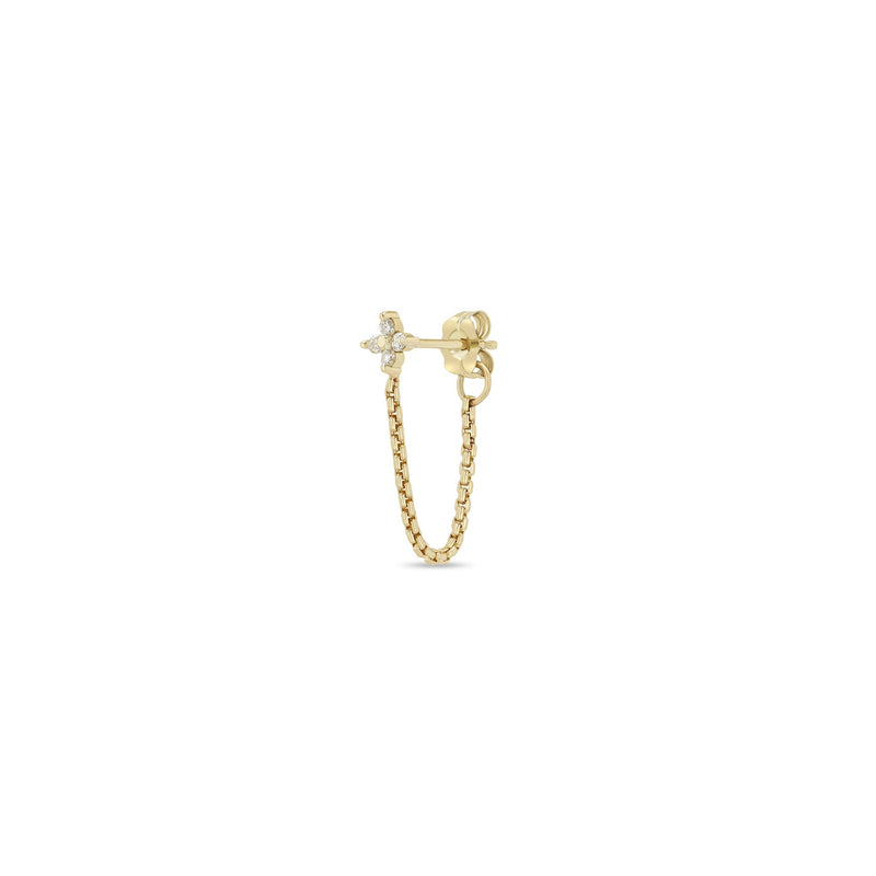14k Prong Diamond Quad XS Box Chain Huggie Earrings