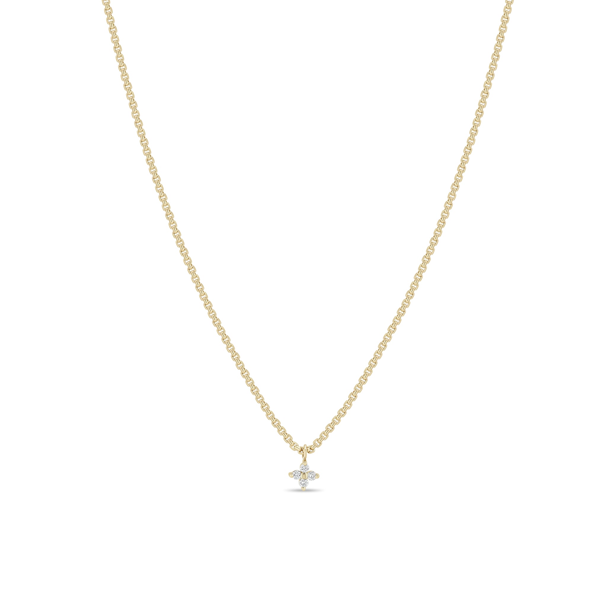 Zoe Chicco 14k gold necklace with a small diamond pendant on a white background