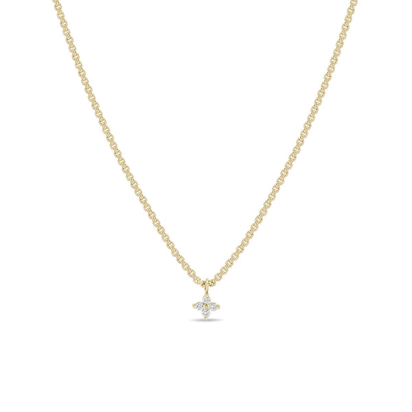 14k Small Prong Diamond Quad XS Box Chain Necklace