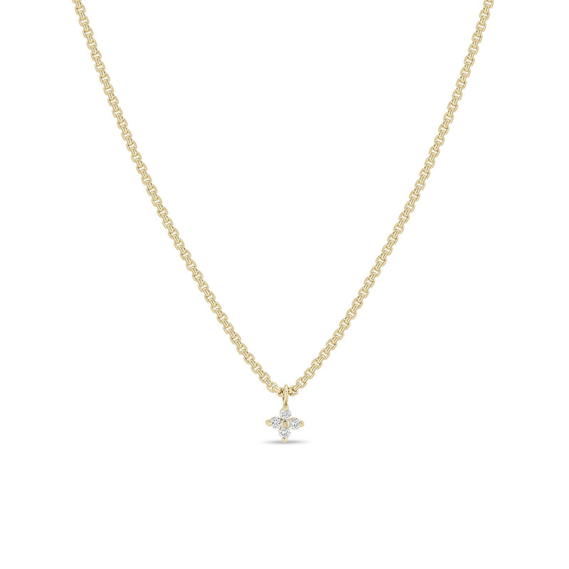 14k Small Prong Diamond Quad XS Box Chain Necklace