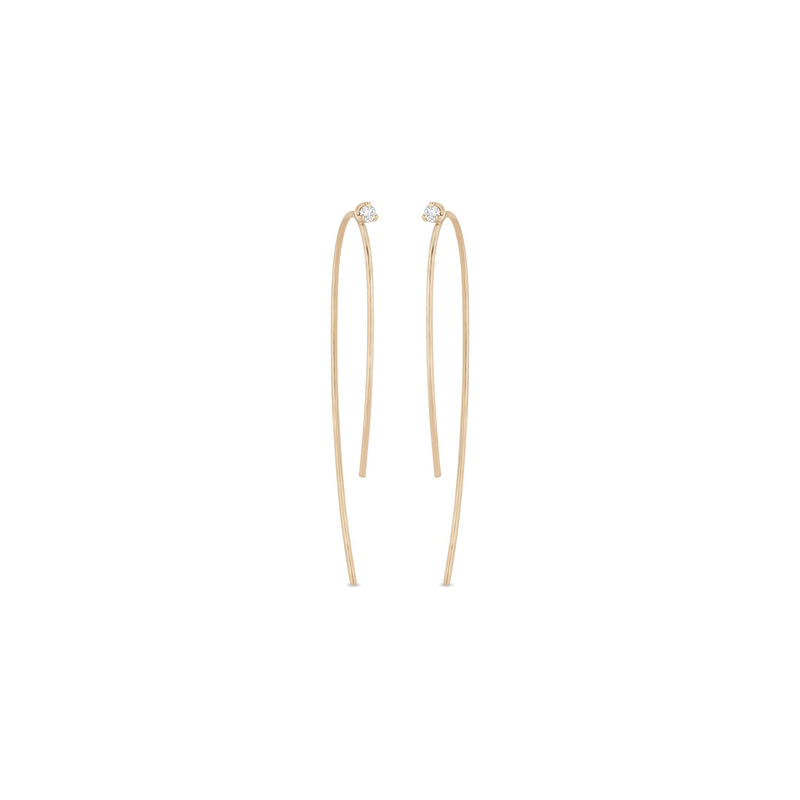 14k Prong Diamond Wire Threader Earrings
