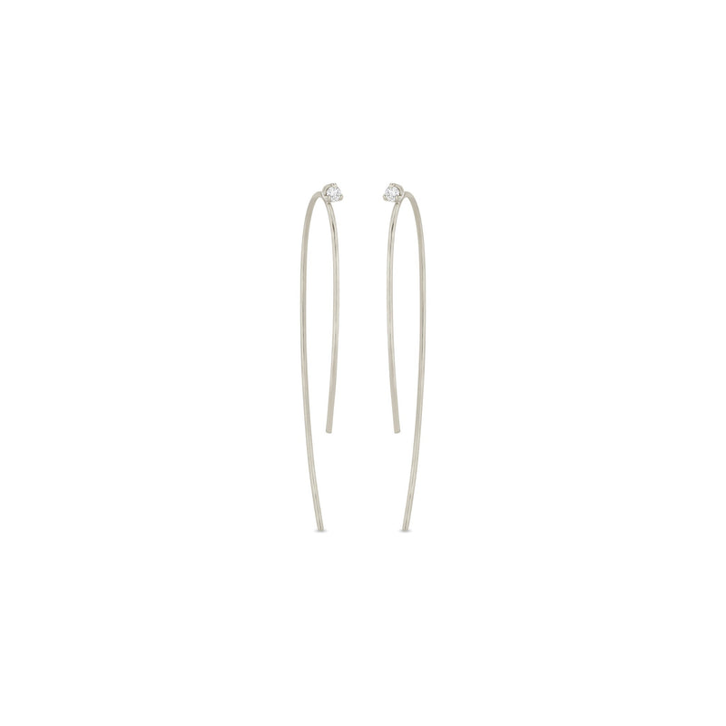 14k Prong Diamond Wire Threader Earrings