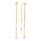 14k Prong Diamond & Linked Bar Long Double Drop Earrings