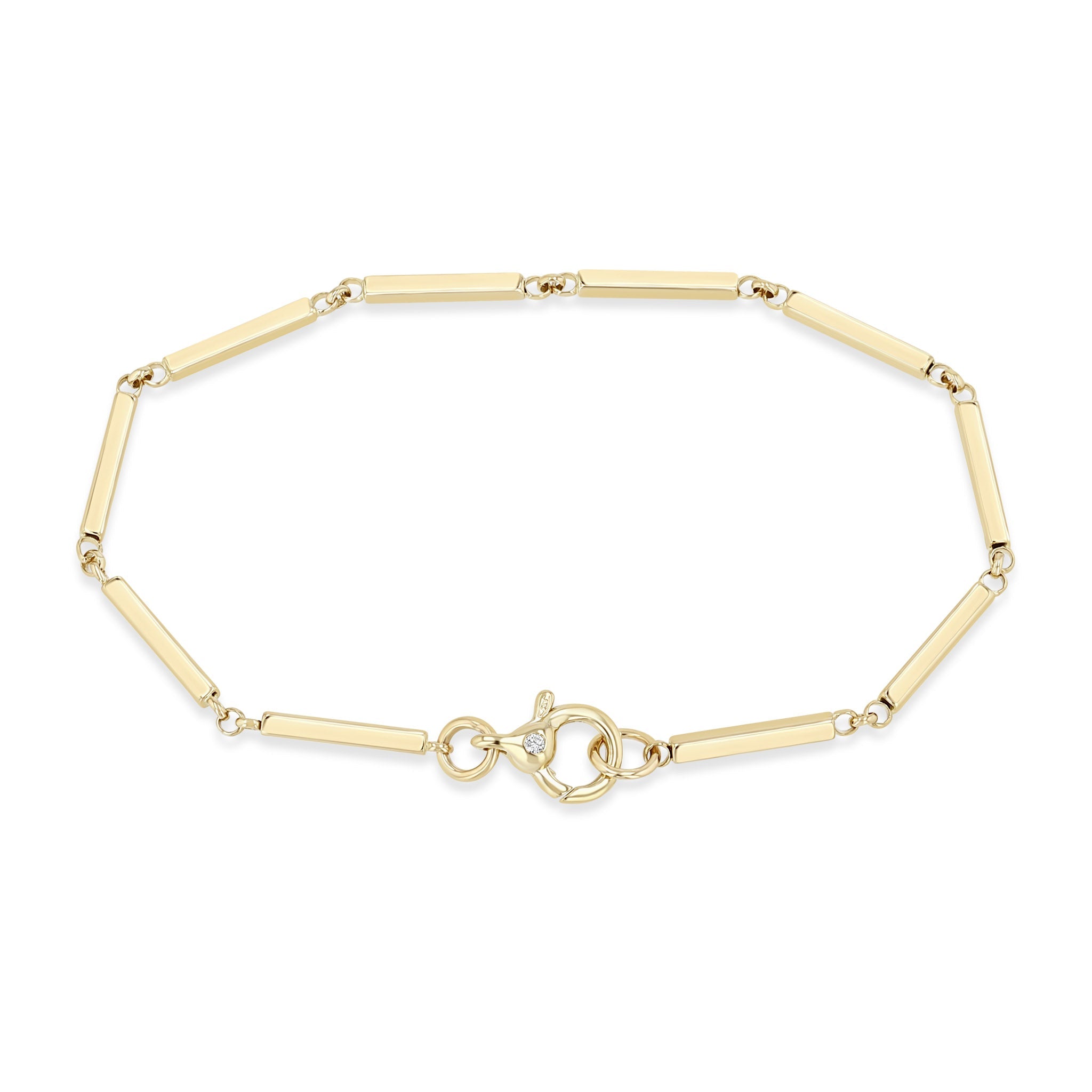 Zoe Chicco 14k gold bar chain bracelet on white background