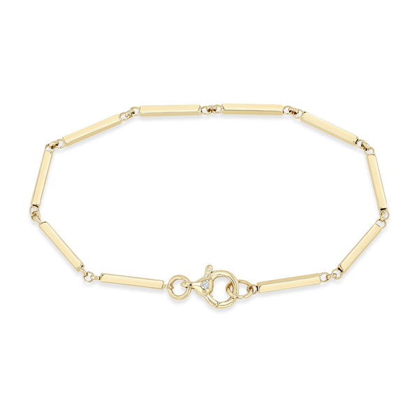 Zoe Chicco 14k gold bar chain bracelet on white background