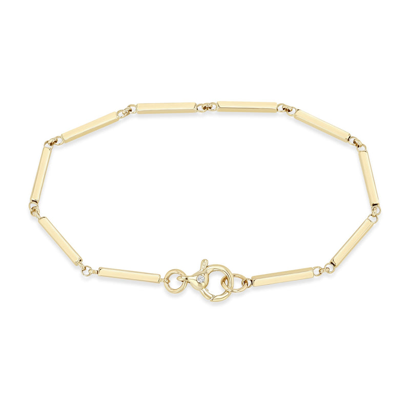 Zoe Chicco 14k gold bar chain bracelet on white background