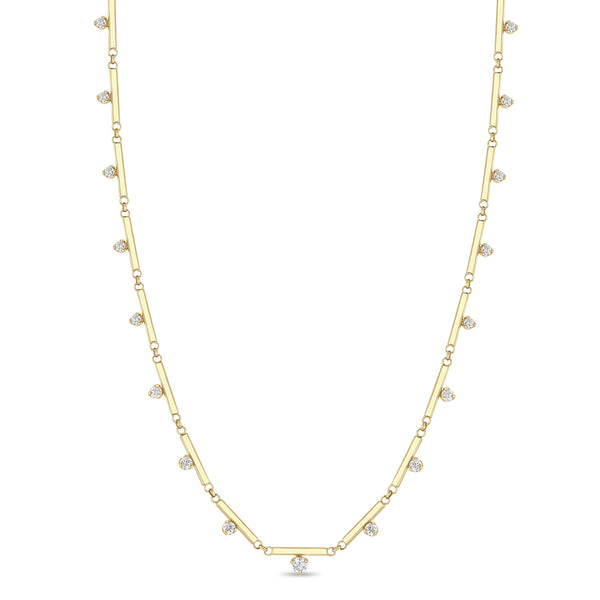 Zoë Chicco 14k Gold 15 Graduated Prong Diamond Linked Bar Necklace