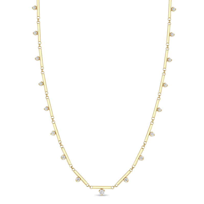 Zoë Chicco 14k Gold 15 Graduated Prong Diamond Linked Bar Necklace