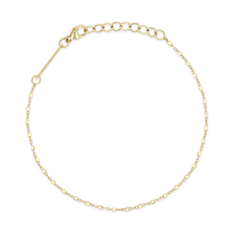 top down view of a Zoë Chicco 14k Gold Square Bead Chain Bracelet