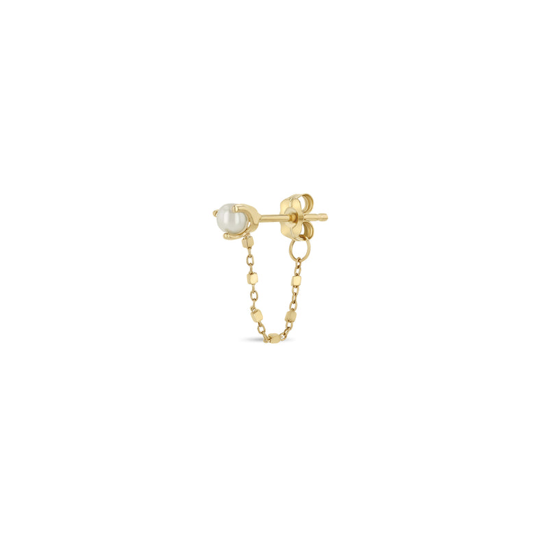 Single Zoë Chicco 14k Gold Pearl Square Bead Chain Huggie Earring