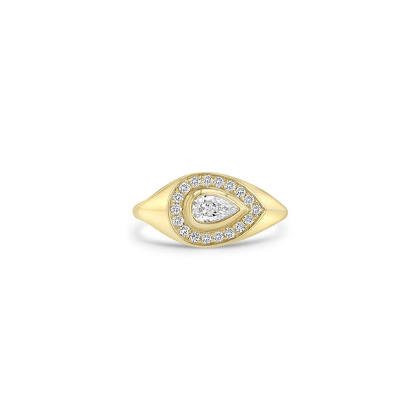 Zoë Chicco 14k Gold Pear Diamond Halo Signet Ring