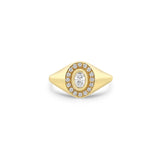 Zoë Chicco 14k Gold Oval Diamond Halo Signet Ring