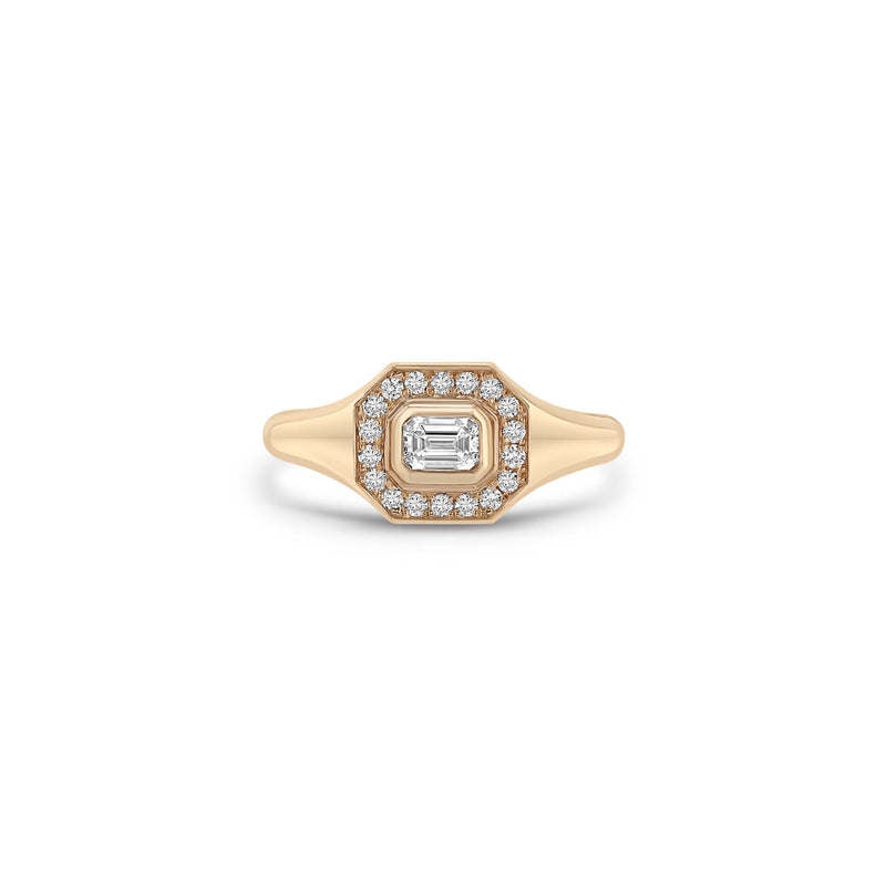 Zoë Chicco 14k Gold Emerald Cut Diamond Halo Signet Ring