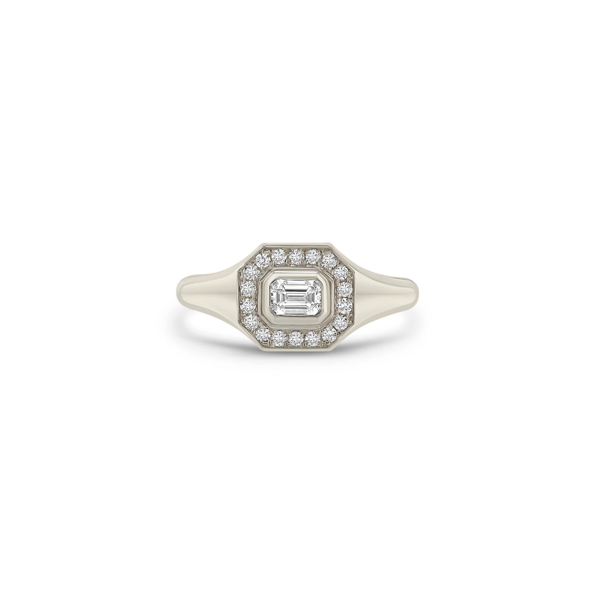Zoë Chicco 14k Gold Emerald Cut Diamond Halo Signet Ring
