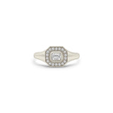 Zoë Chicco 14k Gold Emerald Cut Diamond Halo Signet Ring