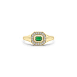 Zoë Chicco 14k Gold Emerald Cut Emerald Diamond Halo Signet Ring