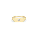 Zoë Chicco 14k Gold Star Set Diamond Elongated Hexagon Signet Ring
