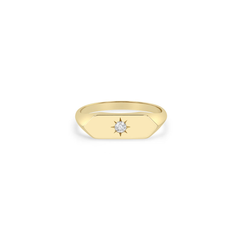 Zoë Chicco 14k Gold Star Set Diamond Elongated Hexagon Signet Ring
