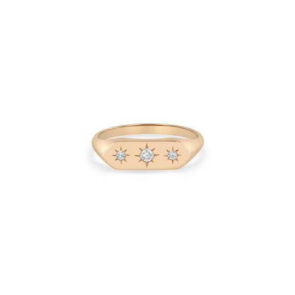 Zoë Chicco 14k Gold Graduated Star Set Diamonds Elongated Hexagon Signet Ring