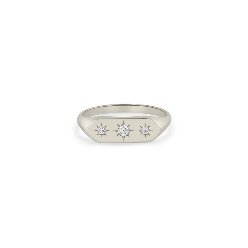 Zoë Chicco 14k Gold Graduated Star Set Diamonds Elongated Hexagon Signet Ring