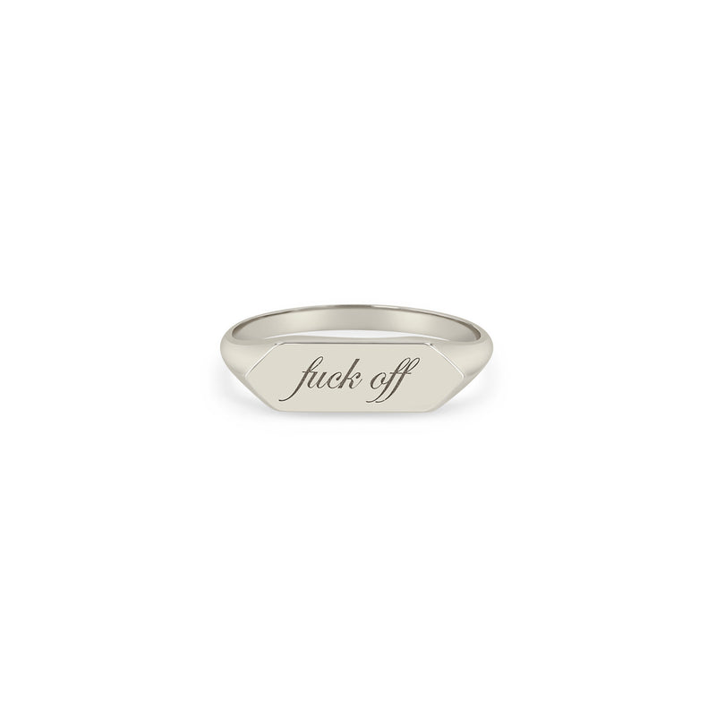 Zoë Chicco 14k Gold "fuck off" Elongated Hexagon Signet Ring