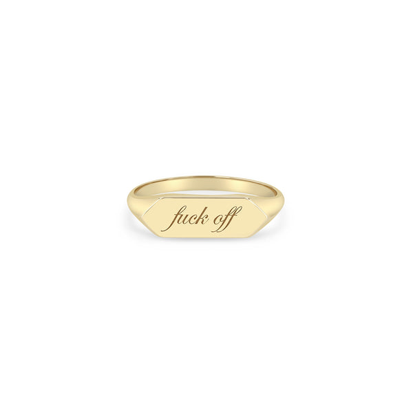 Zoë Chicco 14k Gold "fuck off" Elongated Hexagon Signet Ring
