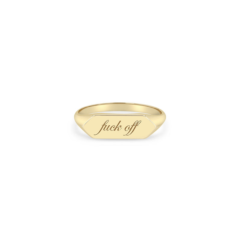 Zoë Chicco 14k Gold "fuck off" Elongated Hexagon Signet Ring