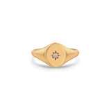 Zoë Chicco 14k Gold Star Set Diamond Oval Signet Ring