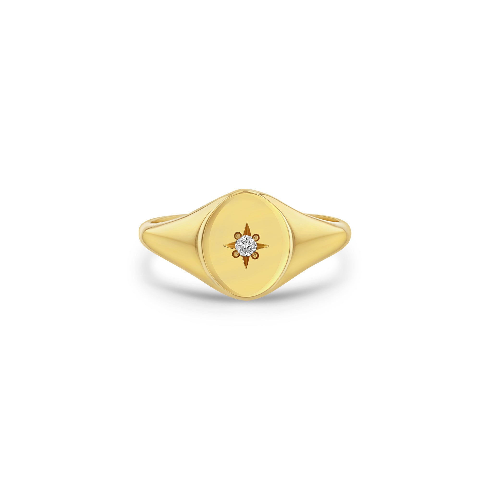 Zoë Chicco 14k Gold Star Set Diamond Oval Signet Ring – ZOË CHICCO