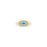 Zoe Chicco 14k gold ring with a blue turquoise marquise gemstone and diamond accents on a white background