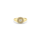 Zoë Chicco 14k Gold Round Diamond Halo Signet Ring