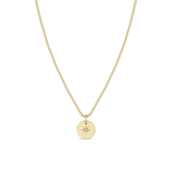 Zoë Chicco 14k Gold Star Set Diamond Disc Box Chain Necklace