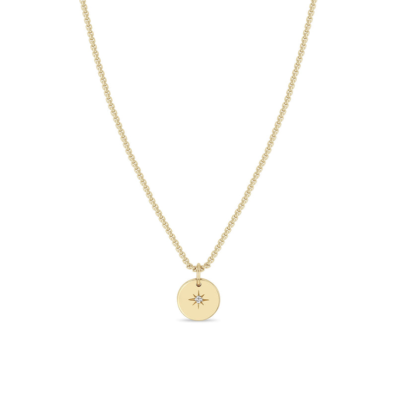 Zoë Chicco 14k Gold Star Set Diamond Disc Box Chain Necklace